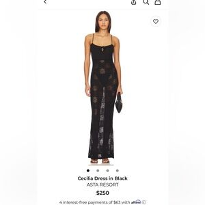 Cecilia Black Crochet Maxi Dress - Sleek Spaghetti Strap Silhouette
